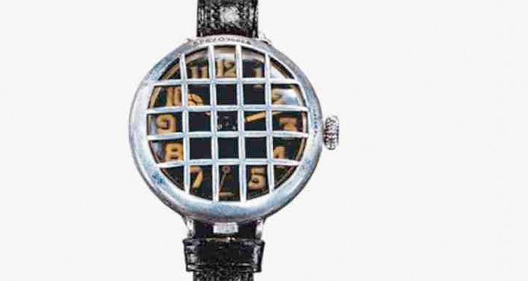 Historisch gestaltete Girard-Perregaux-Armbanduhr mit Schutzgitter über dem Zifferblatt